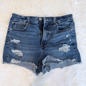 American Eagle Outfitters Blue Distressed Jean Shorts